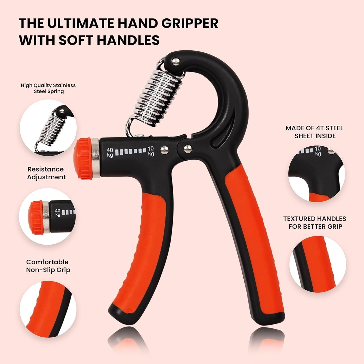 Premium Hand Grip Strengthener with Adjustable Resistance 10Kg to 40Kg