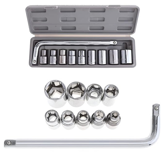 10-Pcs Socket Handle Set | Hand Tool Kit for Home DIY, Automobile & Vehicle Maintenance