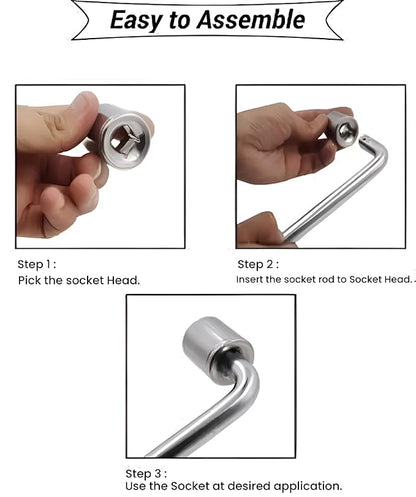 10-Pcs Socket Handle Set | Hand Tool Kit for Home DIY, Automobile & Vehicle Maintenance